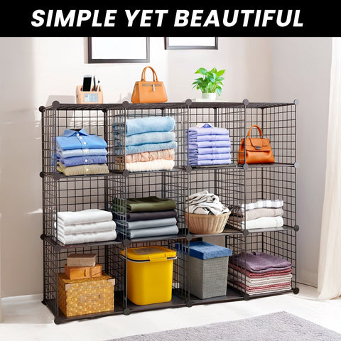 New 6 & 12 Cube Modular Wire Storage Rack β Stackable Grid Organizer Closet & Garage Shelf - with 9 - Cube | Sold by Uncle Wiener's Wholesale