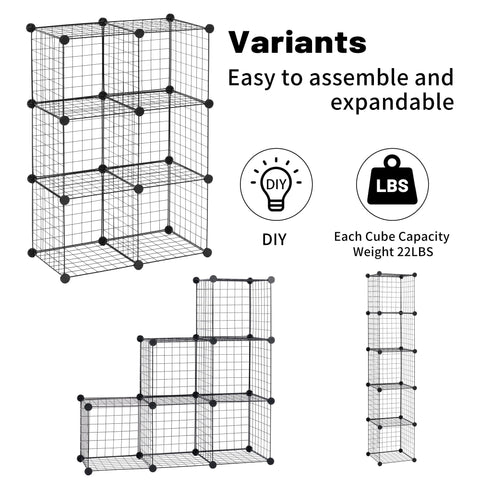 New 6 & 12 Cube Modular Wire Storage Rack β Stackable Grid Organizer Closet & Garage Shelf - with 6 - Cube | Sold by Uncle Wiener's Wholesale