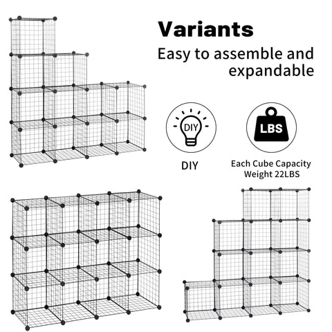 New 6 & 12 Cube Modular Wire Storage Rack β Stackable Grid Organizer Closet & Garage Shelf - with 9 - Cube | Sold by Uncle Wiener's Wholesale