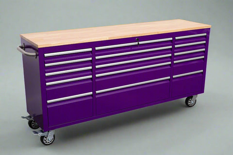 Red 6FT Rolling Tool Workbench with USB and Power Strip
Blue 15-Drawer Steel Workbench with Wheels
Gray Tool Cabinet with Power Outlets β 6FT
Purple Garage Tool Chest with USB Ports
Stainless Steel Heavy-Duty Tool Workbench