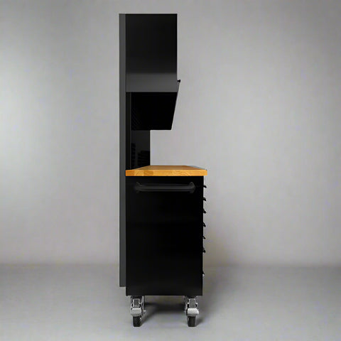 Side Profile View of the 6 FT Tool Cabinet – Mounted Storage & Drawers