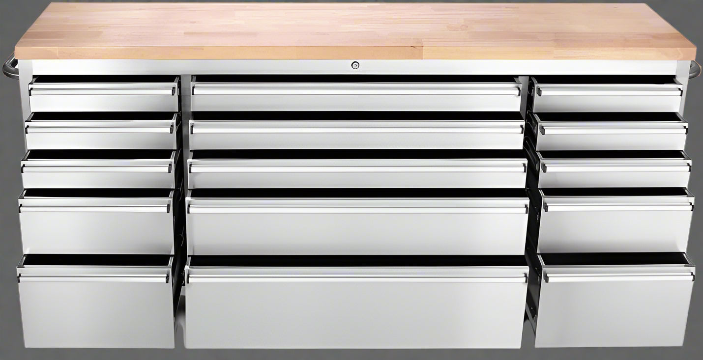 6 FT STAINLESS STEEL 15 DRAWER TOOL BENCH HTC7215W - with | Sold by Uncle Wiener's Wholesale