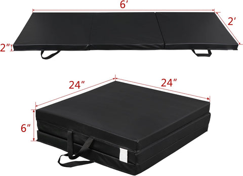 Foldable 6x2 Ft Black Yoga Gym Mat
Tri-Fold Compact Exercise Mat Side View
Closed Tri-Fold Fitness Mat for Storage
Yoga Mat Folded in Black EPE Foam
Portable Mat with Carry Handles
