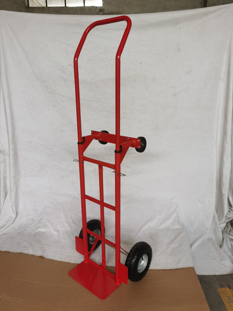 600 LB 2-in-1 convertible hand truck with platform dolly and steel frame – red