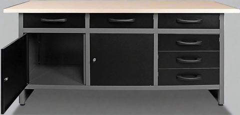New 63″ Heavy - Duty Metal Workbench with 6 Drawers & 2 Cabinets – Tool Storage Organizer TC008 - with | Sold by Uncle Wiener's Wholesale