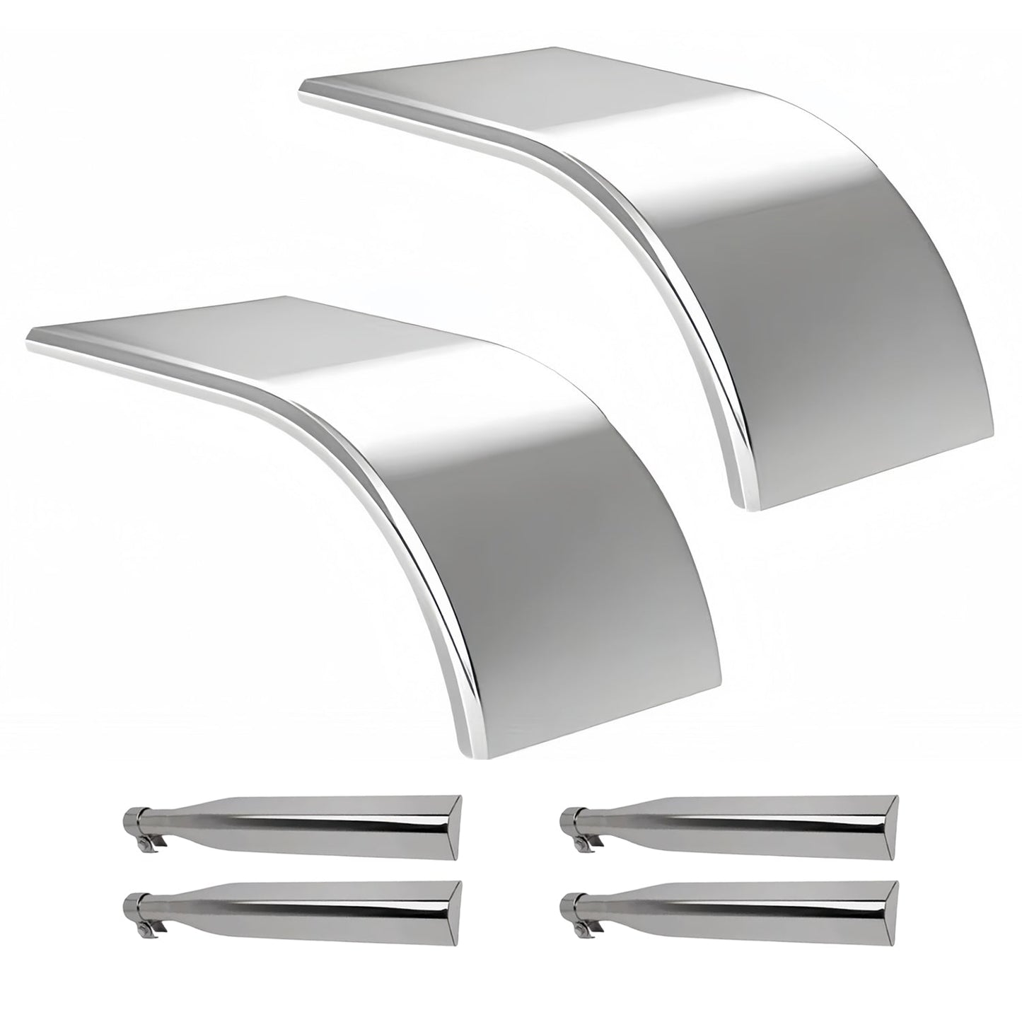New 66" Smooth Truck Fenders – 304 Stainless Steel Pair with Mounting Kit | 16 - Gauge Half Fender, Universal Fit P250523 - with | Sold by Uncle Wiener's Wholesale