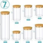 7-pack clear glass food storage jars with bamboo lids – assorted sizes for pantry and kitchen organization