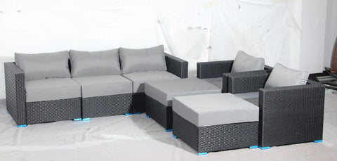New 7 - Piece Outdoor Patio Furniture Set – Weather - Resistant Wicker Seating 619198 - with Royal Blue | Sold by Uncle Wiener's Wholesale