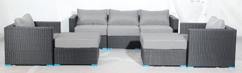 New 7 - Piece Outdoor Patio Furniture Set – Weather - Resistant Wicker Seating 619198 - with Royal Blue | Sold by Uncle Wiener's Wholesale