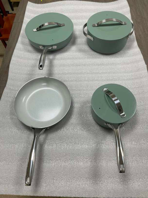 NEW 7 PIECE SET LUXURY CERAMIC NON STICK COOKWARE DUTCH OVEN PAN - with Sage | Sold by Uncle Wiener's Wholesale