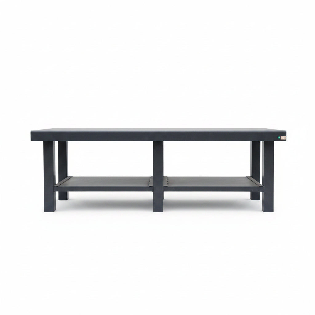 Heavy-duty steel welding table – 8 FT version
Side angle view of the 10 FT steel workbench
Industrial fabrication bench close-up
Front view showing welded leg design
Multiple steel tables in workshop setting