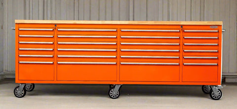 8FT Fatboy industrial tool bench with drawers and USB ports
Heavy-duty 24-drawer tool bench with stainless steel finish
Workshop organization tool bench with hardwood top
Mobile workbench with caster wheels and lockable drawers