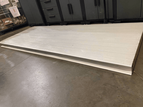 β8ft insulated sandwich steel panel with rock wool coreβ
βClose-up of fire-rated steel panel insulation surfaceβ