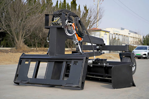 8FT Skid Steer Hydraulic Land Grader with Blade Tilt
Side View of Land Grader Attachment for Skid Steer
Blade Edge and Pneumatic Tires of Hydraulic Grader
In-Cab Controlled Land Grader Mounted on Skid Steer
Land Grading Attachment with Adjustable Angle and Tilt