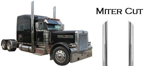 "8 inch chrome miter cut exhaust stacks for Peterbilt 379"
"Complete chrome stack kit for Peterbilt 378"
"8x10 exhaust stack with cab brackets and elbows"
"Truck chrome exhaust system with T-pipe and brackets"
