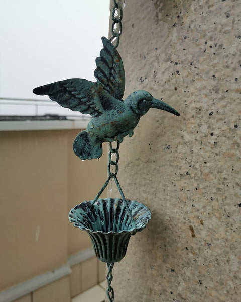 New 8.5FT Metal Rain Chain with Hummingbird Cups – Decorative Garden Water FeatureS1286 - with | Sold by Uncle Wiener's Wholesale