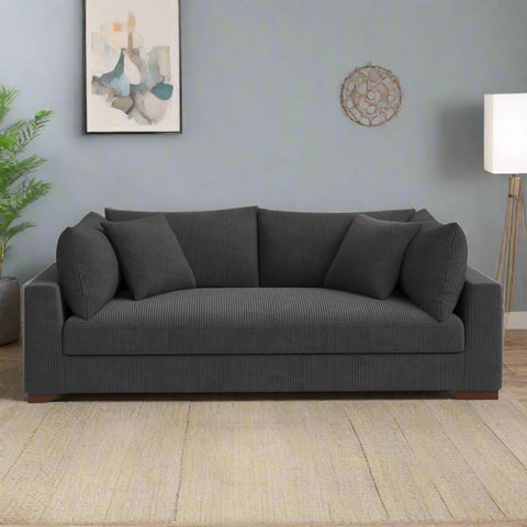 89.5” Square Arm Couch – Modern Living Room Setup
3-Seater Sofa with Toss Pillows – Front View
Upholstered Contemporary Sofa – Side Angle
Soft Plush Back Cushions – Detail Close-Up
Modern Beige Fabric Sofa – Apartment Living Room