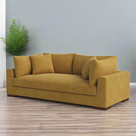 89.5” Square Arm Couch – Modern Living Room Setup
3-Seater Sofa with Toss Pillows – Front View
Upholstered Contemporary Sofa – Side Angle
Soft Plush Back Cushions – Detail Close-Up
Modern Beige Fabric Sofa – Apartment Living Room