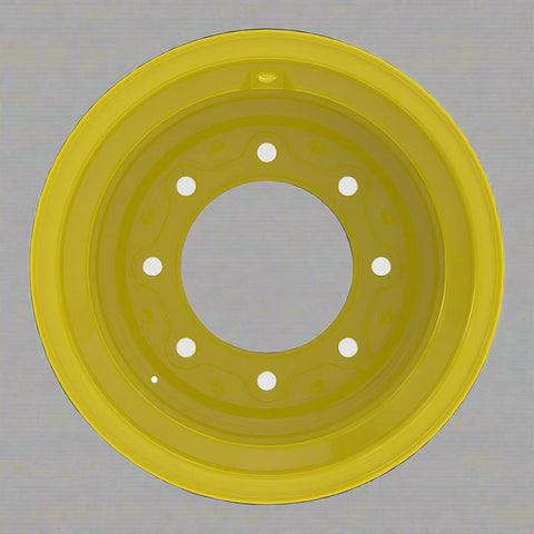 “8x15 JD Yellow AG Rim with 6 bolt holes”
“Heavy-duty tractor implement rim in Off-White”
“Tractor wheel rim compatible with 11L-15 and 9.5L-15 tires”
“Side angle view of farm equipment 8-bolt rim”
“Steel agricultural rim in John Deere yellow”