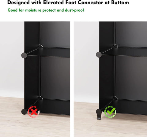 9-Cube Stackable Closet Organizer – Modular Black Storage Shelves for Clothes, Shoes, Bins, and Household Items