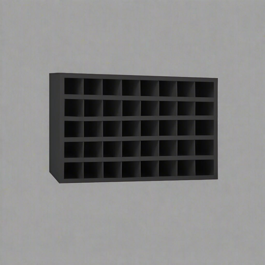 Steel bolt bin cabinet with 96 compartments – black
Red bolt organizer cabinet – front view
Side-by-side metal bin cabinets for hardware storage
Open hardware parts bins mounted on workshop wall
Heavy-duty steel bin rack for bolts and fasteners