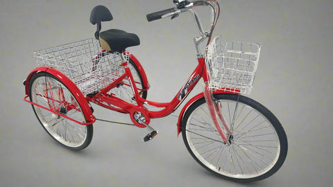 26-inch adult trike showing durable steel frame and comfortable seat