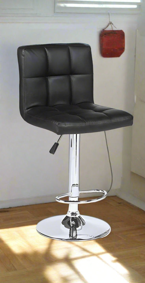 Adjustable Leather Swivel Bar Stool – Black Padded Seat Front View
Modern Bar Chair with Chrome Base – Side Profile
Leather Padded Counter Stool with Footrest – 360 Swivel View
2-Pack Adjustable Bar Stools – Kitchen Counter Seating