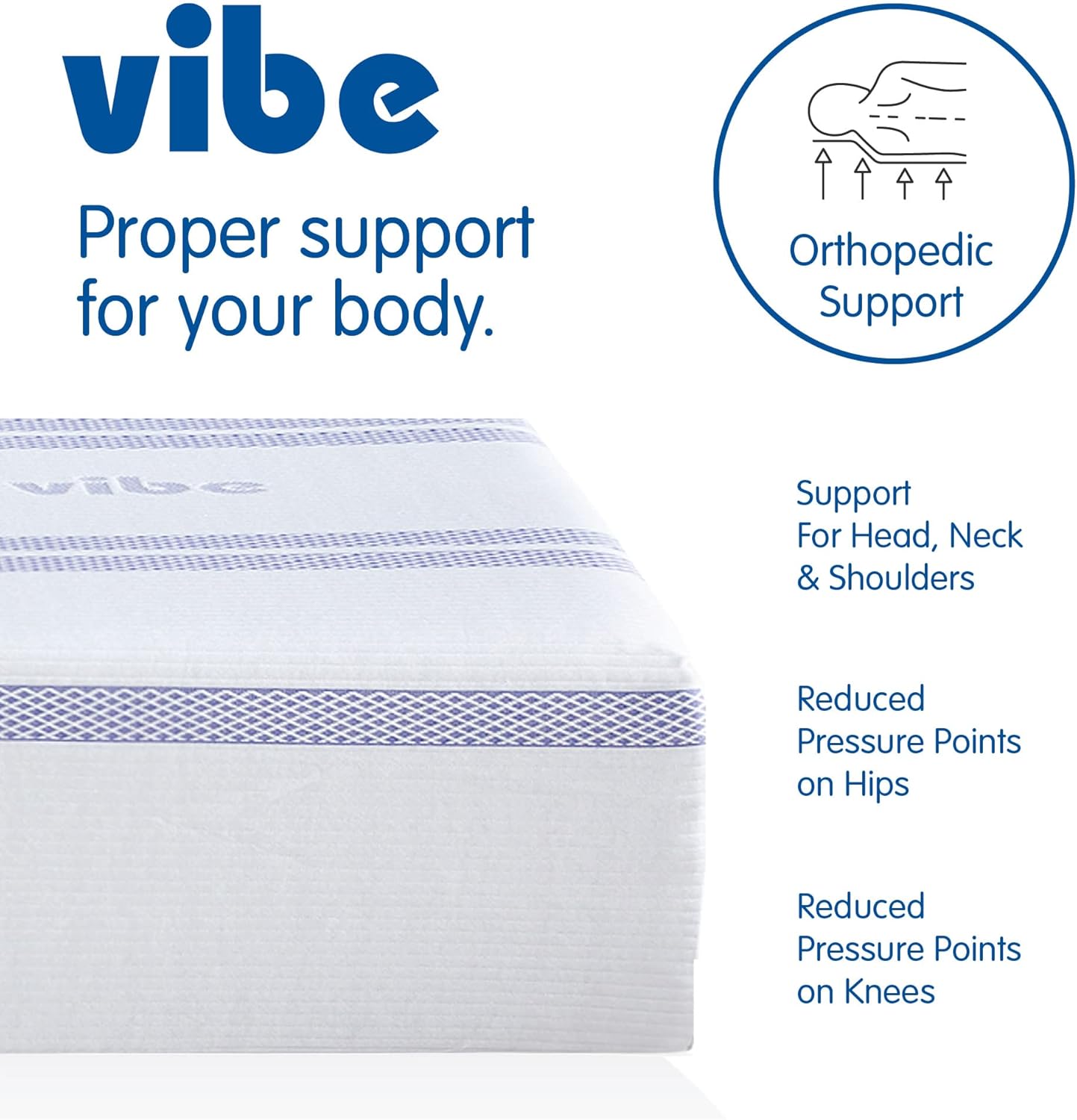 12-inch gel memory foam mattress rolled and boxed for delivery
Vibe king memory foam mattress with waterproof protector included
Cross-section of layered foam structure with cooling gel
CertiPUR-US certified memory foam bed – king and twin XL sizes