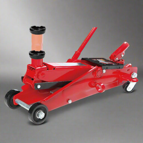 Big Red 3-Ton SUV Trolley Jack – Full View with Extended Saddle
Extended Height Hydraulic Jack – Front Angle in Red Steel Frame
Big Red SUV Jack – Adjustable Saddle Height Demo
T83006XB Floor Jack – Compact Storage with Handle and Wheels