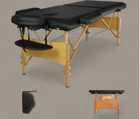84-Inch Black Folding Massage Table with Carrying Case – Model MTT2