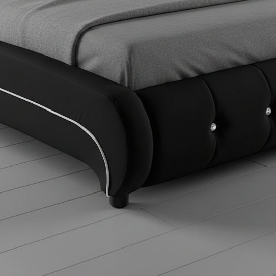 Modern Italy Style Button Tufted PU Leather Bed Frame – King and Queen Size in Black or White with Padded Headboard and Footboard