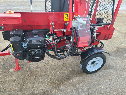 Blue Viper Firewood Processor – Full Trailer Setup
BVFP Model – STIHL Bar Saw Firewood Cutting System
Hydraulic Log Conveyor on Blue Viper Processor
Rear View of Blue Viper BVFP Wood Processor Trailer