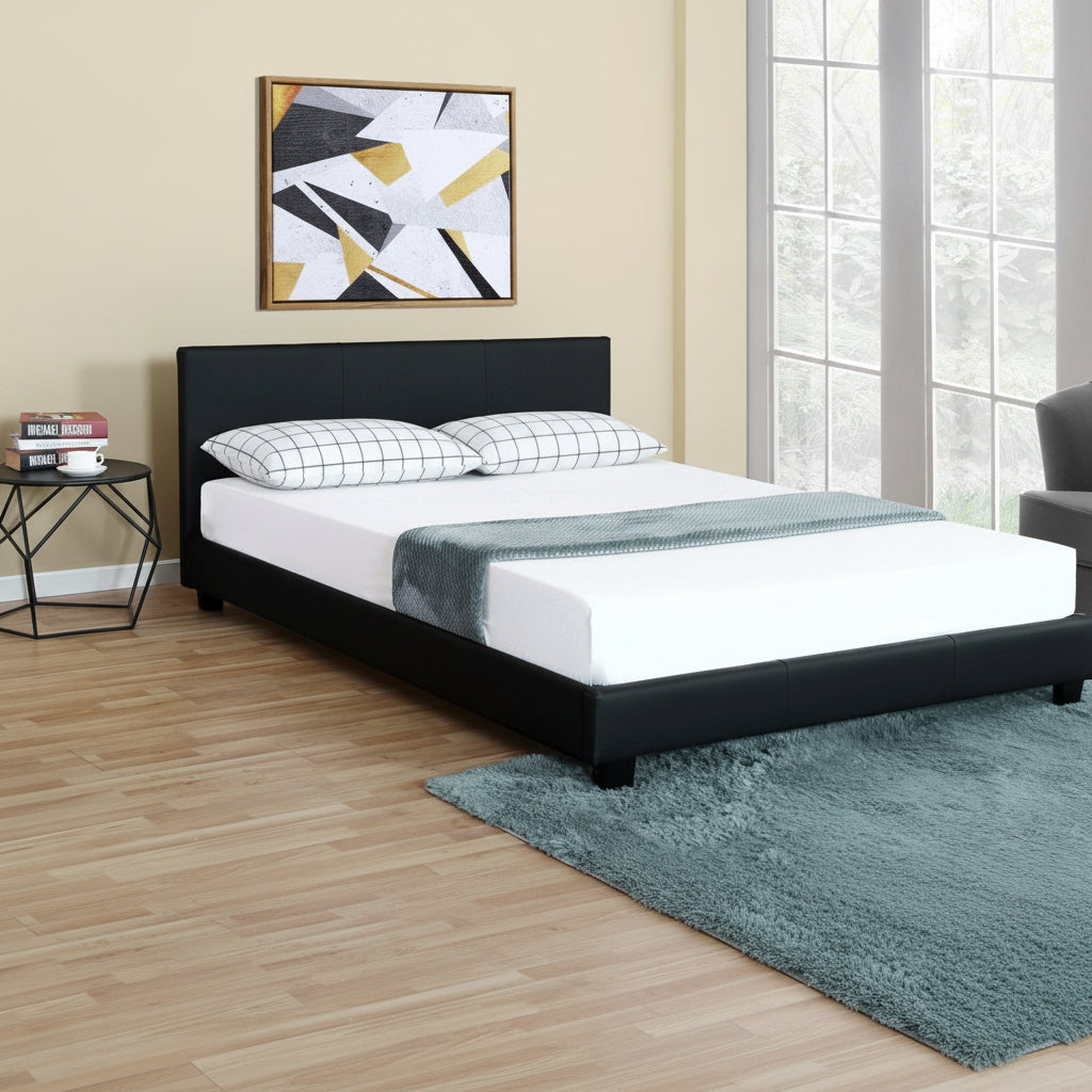 New Bonded Leather Deluxe Bed Frame & Headboard — Twin, Full, Queen & King - with King | Sold by Uncle Wiener's Wholesale