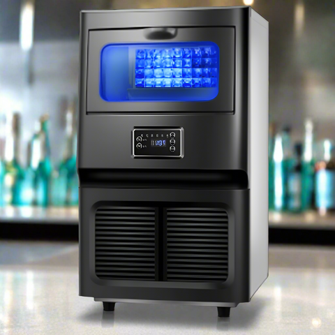 Commercial Ice Maker with LCD Display for Restaurant Use
High-Capacity Ice Cube Machine Producing 66 LBS per Day
Crystal-Clear Ice Cubes from Commercial Ice Maker
Front View of Clear Ice Maker Machine for Bars
Stainless Steel Ice Machine for Café or Restaurant Use
