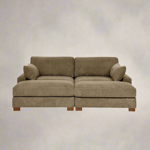 Oversized modular corduroy sofa with ottoman
Gray corduroy sectional sofa
Cream corduroy sofa with plush seating
Custom living room layout with ottoman
Deep seat cozy couch with corduroy fabric