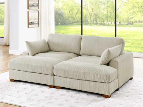 Oversized modular corduroy sofa with ottoman
Gray corduroy sectional sofa
Cream corduroy sofa with plush seating
Custom living room layout with ottoman
Deep seat cozy couch with corduroy fabric