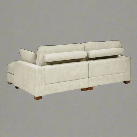 Oversized modular corduroy sofa with ottoman
Gray corduroy sectional sofa
Cream corduroy sofa with plush seating
Custom living room layout with ottoman
Deep seat cozy couch with corduroy fabric