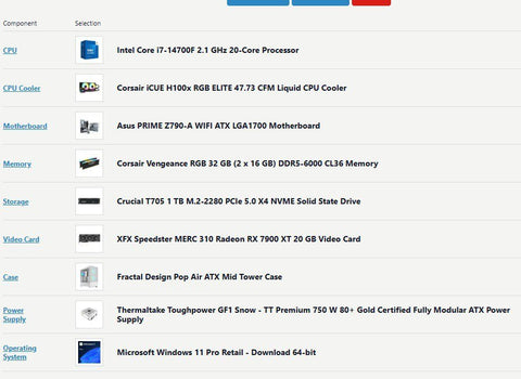 Custom Gaming PC with i7-14700F, RX 7900 XT, 32GB DDR5, and Gen5 SSD