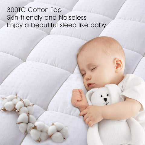 New Dobby Quilted Mattress Topper – Microfiber Pillow Top for Extra Comfort & Support - with Queen | Sold by Uncle Wiener's Wholesale