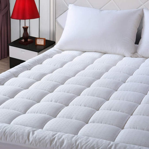 New Dobby Quilted Mattress Topper – Microfiber Pillow Top for Extra Comfort & Support - with Queen | Sold by Uncle Wiener's Wholesale