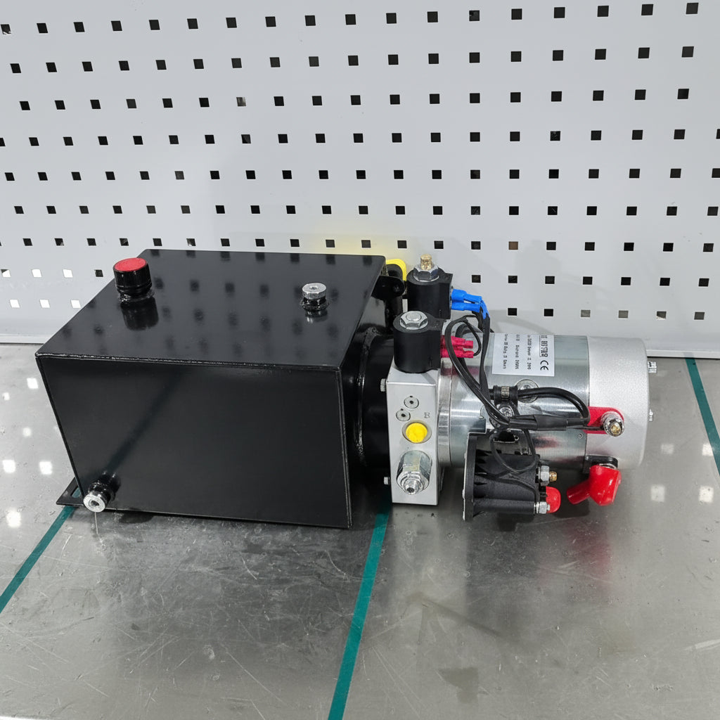 “12V double acting hydraulic pump with 8 quart reservoir”
“Trailer lift hydraulic power unit with remote pendant”
“Heavy-duty hydraulic hoist pump – 6 quart tank variant”