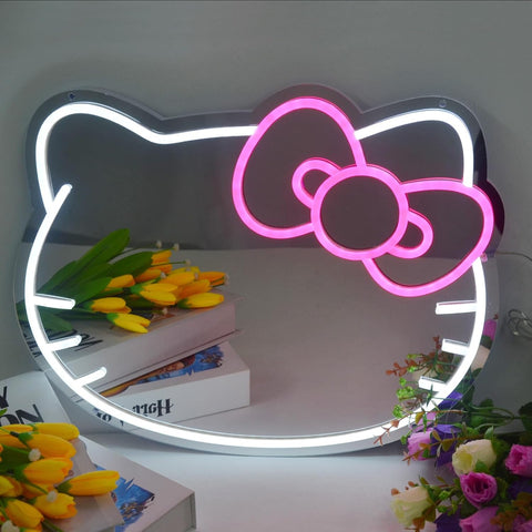New ED Hello Kitty Mirror Neon Wall Sign – USB Powered Light - Up Decor for Bedroom & Events 🎀💡 - with | Sold by Uncle Wiener's Wholesale