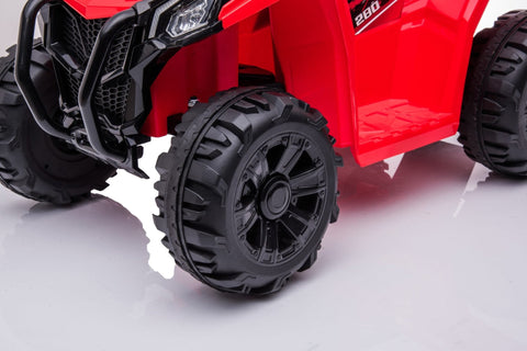 Red 6V ride-on ATV for toddlers aged 1–2
Side view of toddler 6V electric quad bike
Rear view of toddler ride-on ATV with footrests
Compact 6V rechargeable ATV for kids
Children’s electric ATV with wear-resistant tires