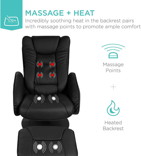 New Electric Massage Recliner Chair & Ottoman with Heat – Wireless Control | SKU: AMLS89 - with | Sold by Uncle Wiener's Wholesale