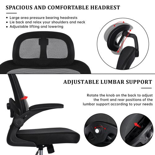 ergonomic office chair, mesh desk chair, adjustable office chair, lumbar support chair, black mesh chair, high-back office chair, computer chair, swivel mesh chair, breathable office chair
