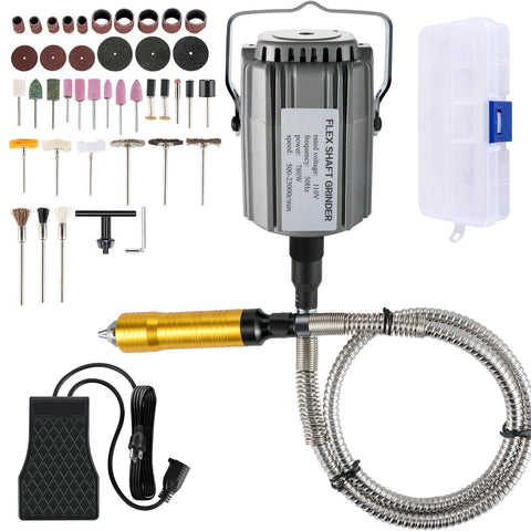780W Flex Shaft Grinder with rotary carving attachments
Precision rotary tool for engraving and polishing
3-jaw chuck grinder for detailed crafting and modeling
Foot pedal speed-controlled grinder for jeweler use
AC-powered carving and grinding rotary tool kit