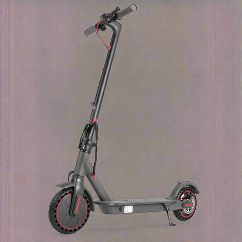 “Folding electric scooter with 8.5-inch tires and 250W motor”
“Black electric scooter folded for compact storage”
“Side view of lightweight commuter e-scooter for adults”
“Close-up of scooter handlebar with cruise control”
“Electric scooter parked for city commuting”