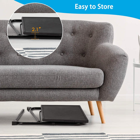 "Adjustable folding TV tray table with 3 tilt angles and cup holder for sofa or bed use – Model S3135"