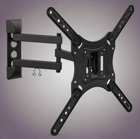 "Full motion TV wall mount for 26-70 inch screens"
"Swivel and tilt articulating TV bracket"
"VESA-compatible wall mount with cable management"
"Black steel universal wall bracket for flat-screen TVs"