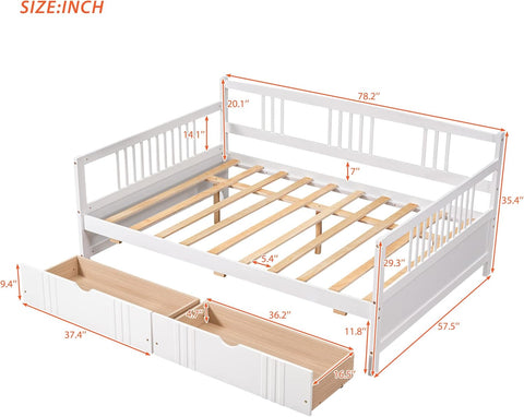 New Full Size Wooden Daybed with 2 Storage Drawers – Modern Solid Wood Bed Frame for Bedroom or Guest Room B0CQT5XXMF - with | Sold by Uncle Wiener's Wholesale